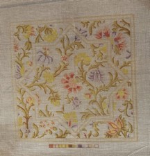Vintage canvas with Floral design Painted Needlepoint Canvas 14" x 14"