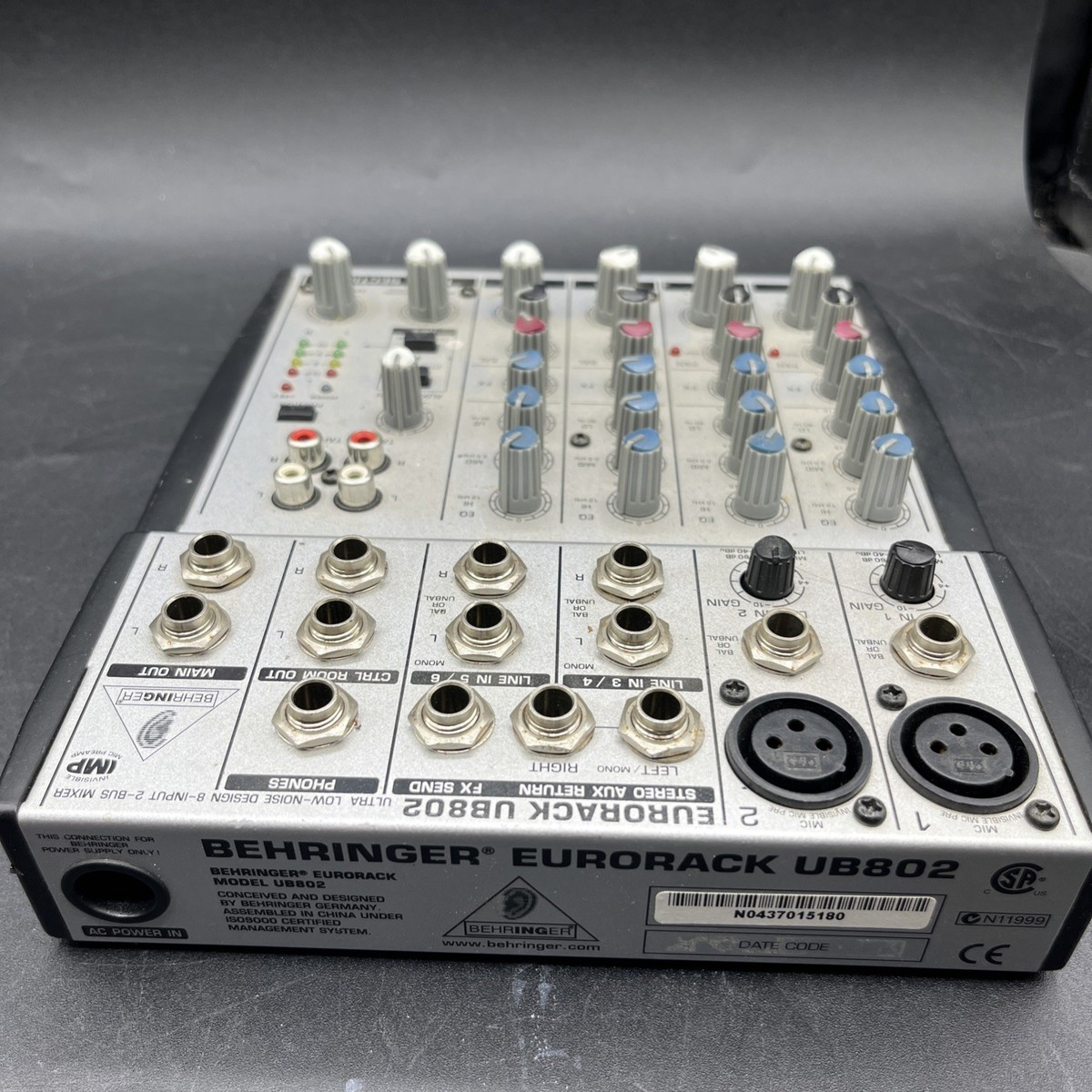 Behringer Eurorack UB802 8-Input 2-Bus Mixer w Power supply