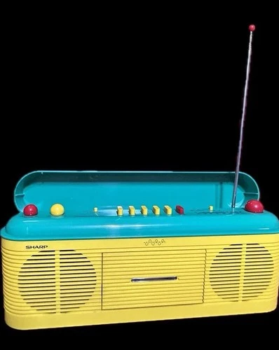 Sharp QT-V40(Y) Stereo Radio Cassette Recorder Yellow Green AM/FM - Tested WORKS