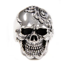 MAORI SKULL 925 STERLING SILVER TRIBAL GOTHIC BIKER ROCKABILLY RING cs-r015B