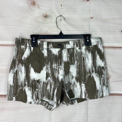 Gap Khaki Shorts Womens Green White Ikat Mid Rise Pockets