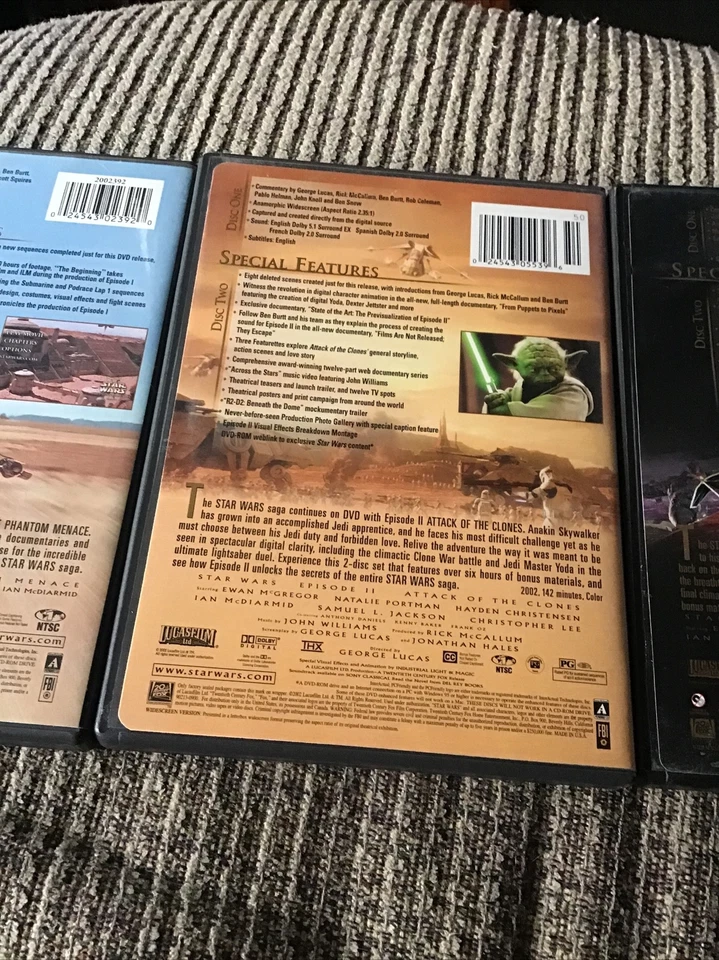 STAR WARS EPISODE 1,2,3; 3-DVD LOT 20th CENTURY PRINT EWAN MCGREGOR - image 3 of 4