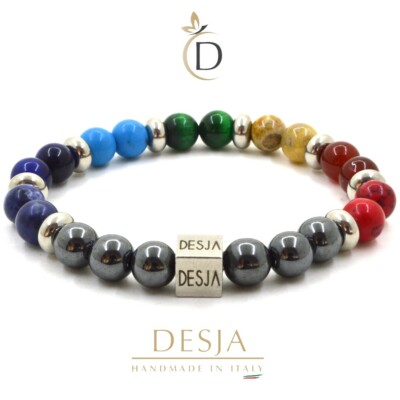 Armband 7 Chakren Natursteine Bunt Edelstahl | Desja  Unisex