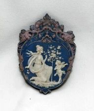 Shafer Vater RARE 3 colors Jasperware Antique German Wall Plaque Three Colors