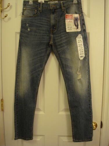Men's Levi Strauss Signature S37 SLIM Modern Distressed Jeans Size 34 x 332 NEW
