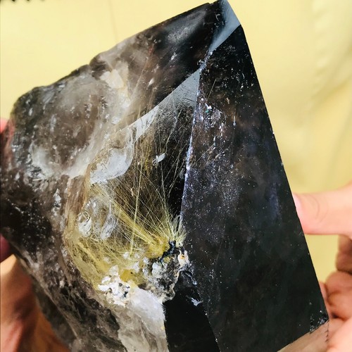 4870g Natural Smoky Skeletal Elestial Golden Hair Quartz Crystal Point Specimen
