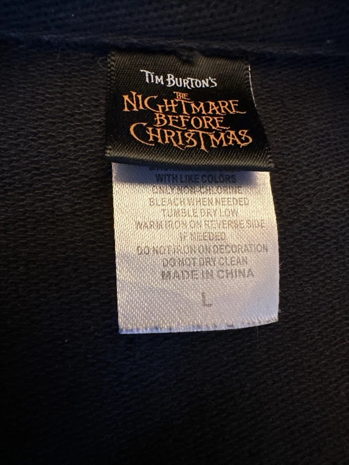 Pesadilla antes de Navidad sudadera con capucha negra con cremallera estampado de murciélago rosa para mujer grande Foto 3 de 4