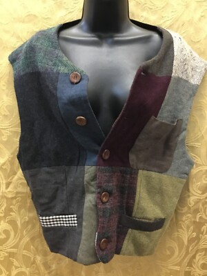 DOLCE & GABBANA Vintage 2 Pocket wool patchwork Vest Italy 5