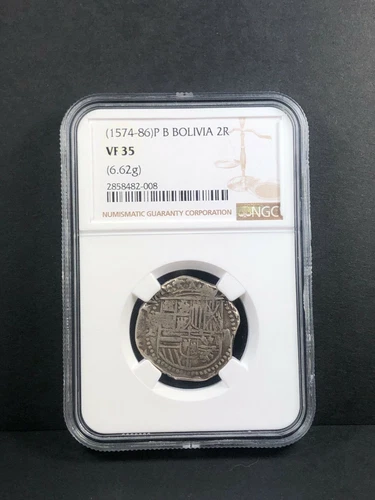 1574-86 P B Bolivia 2 Reales. NGC VF 35.