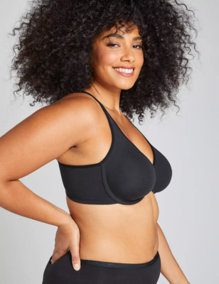 、 230517 LANE BRYANT BLACK COTTON LIGHTLY LINED FULL COVERAGE BRA SZ