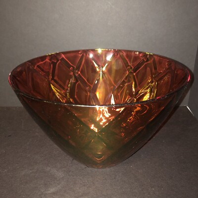 EGO ALTER VIDIVI Red EUFORIA 9 1/2'' Diamond Faceted Glass Salad Bowl from Italy