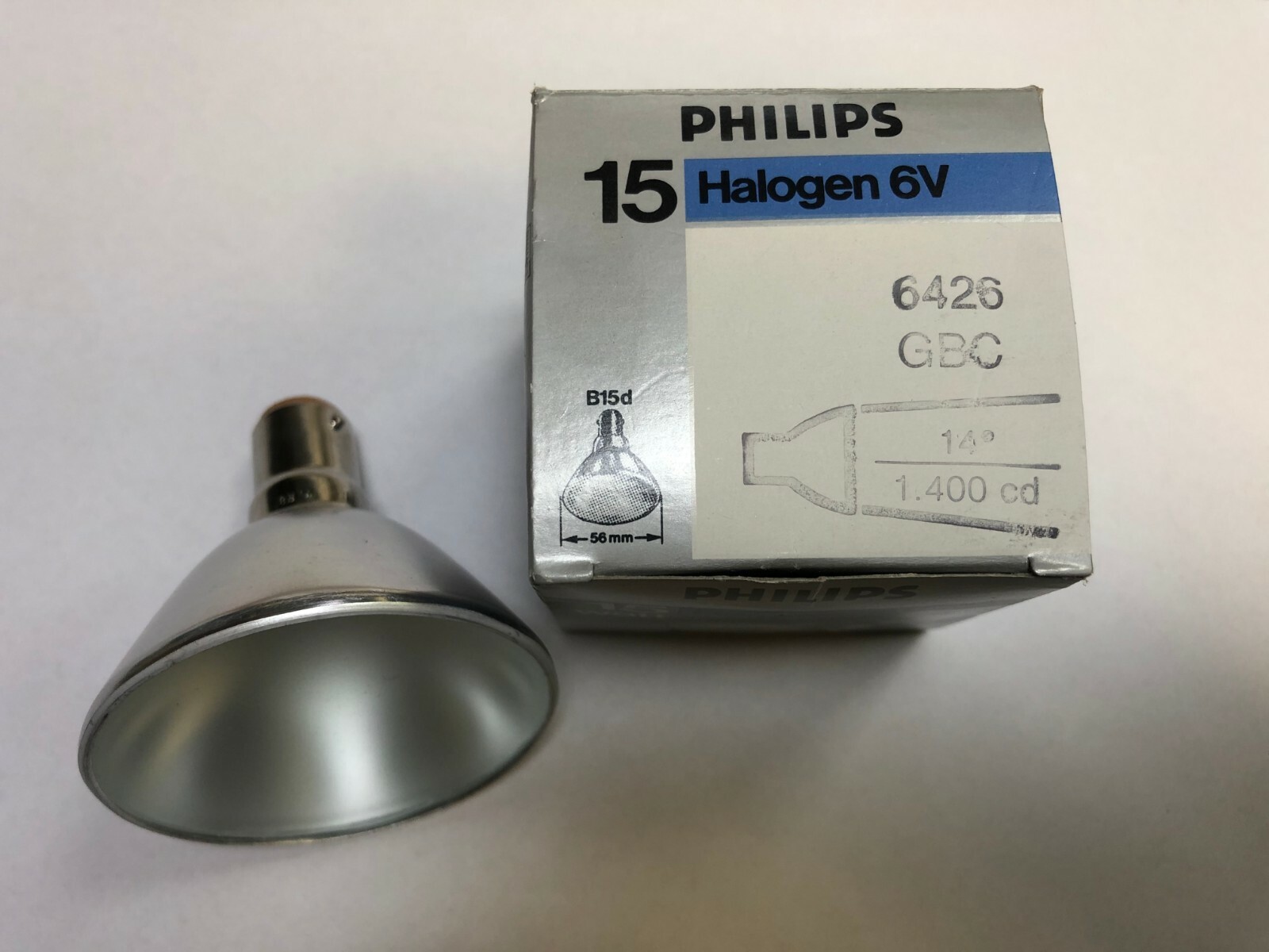 Philips Aluline Halogen B15d 6V 15W 14º 6426 GBC Halogen Lamp Aluminum Reflector