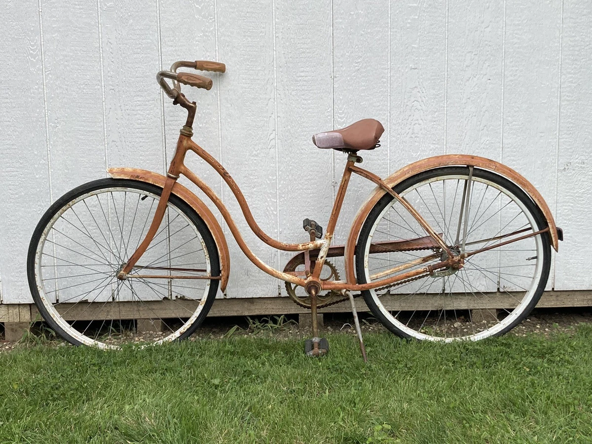 Vintage Schwinn 1950s Bicycle Girls Orange Bike w/ Original Parts eBay