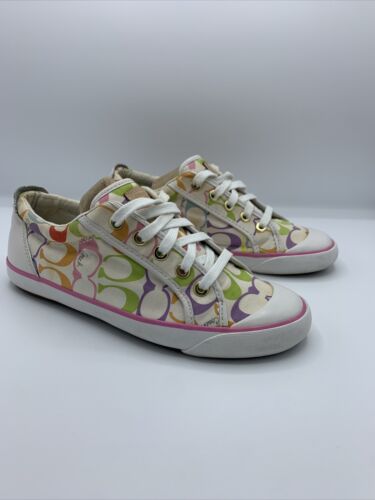 Coach Ladies 7.5 M Barrett Multicolor  Signature C Logo Sneaker F0007/L07 - Picture 1 of 12