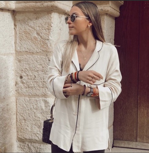 ZARA CONTRASTING PAJAMA SHIRT SIZE 