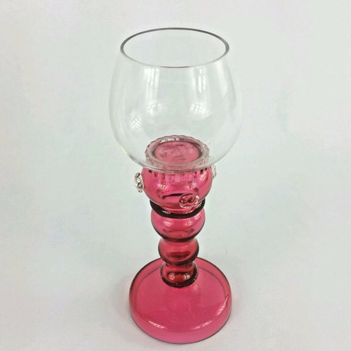 Bicchiere da vino stile arte Moser Roemer con stelo in vetro mirtillo - Foto 4 di 4