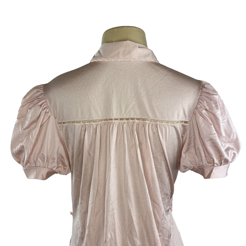 Camisón Yves Saint Laurent Vintage Lencería Envolvente Bata Rosa Manga Abullonada Bolsillos - Imagen 9 de 11