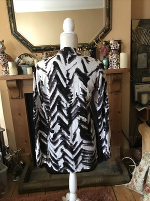 Cardigan Long M&S Noir/crème Imprimé Animal Taille S - Occasion Bon état, Acrylique, Col V
