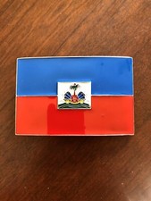 Haiti Flag Haitian Port-Au-Prince Caribbean Metal Unisex Men  s Belt Buckle