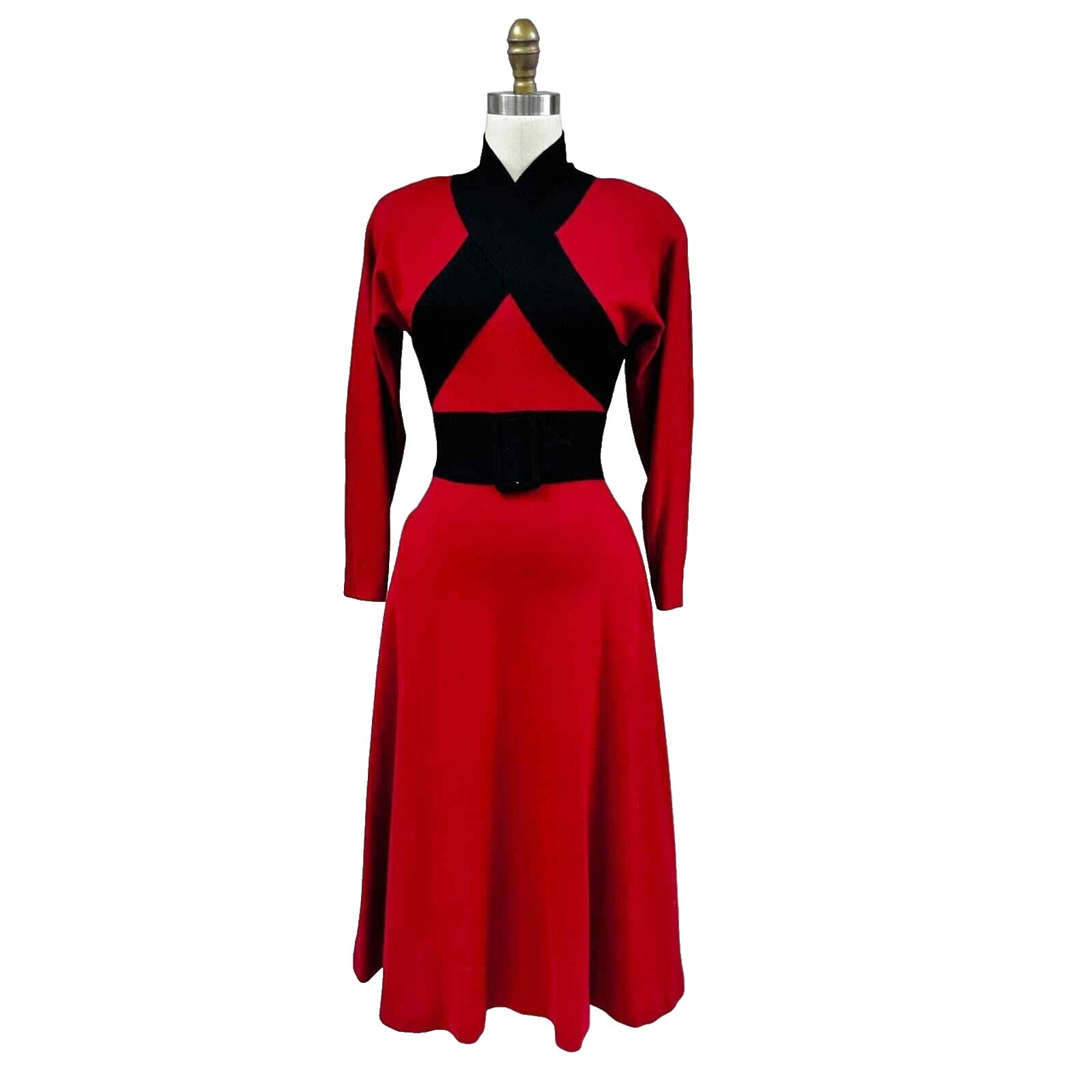 Geometric 100% Wool Vintage Dresses for Women