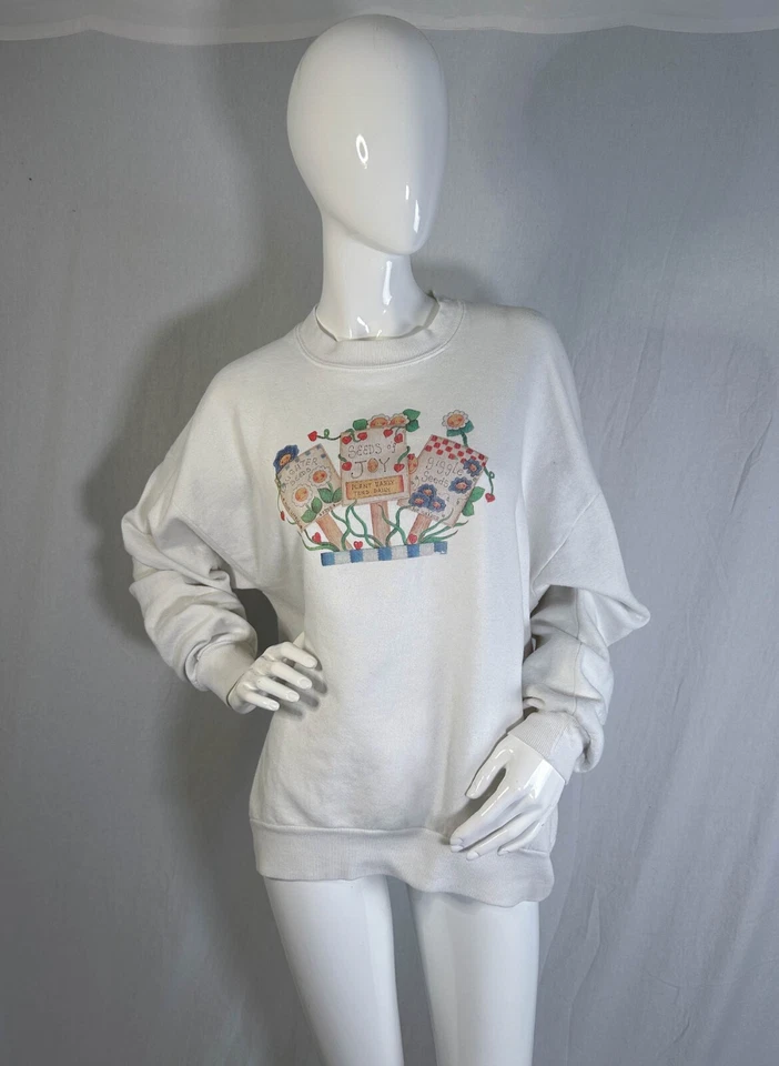 VTG Jerzees Womens 90s Floral Garden Granny Crewneck SweatShirt Sz XL Made USA - Image 3 of 4