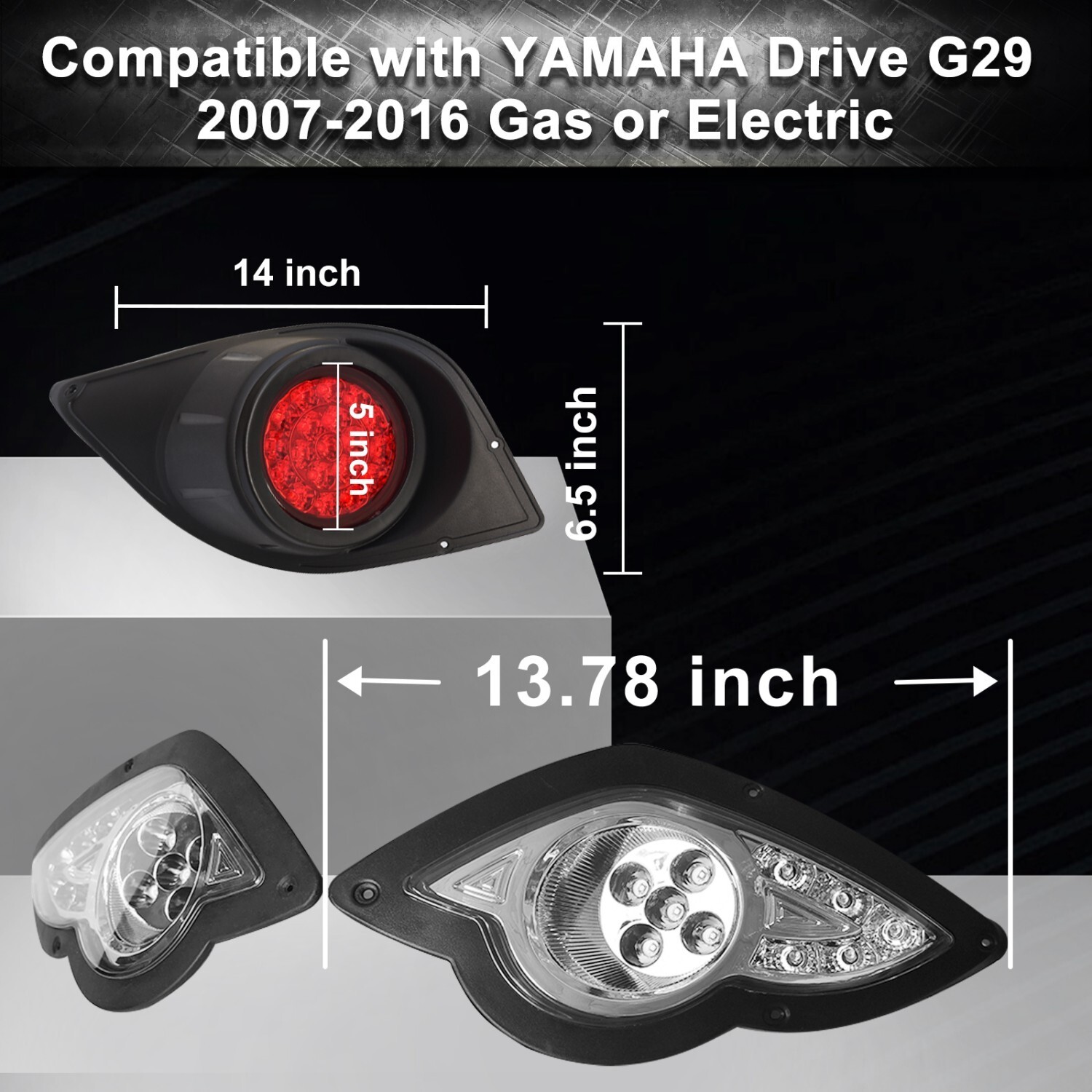 Yamaha G29 Golf Cart Light Kit Newly 12V LED Deluxe Street Legal Part Fit 2007+