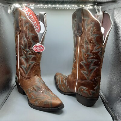 Laredo Adrian Cowboy Boots Women's 9M Brown Honey Leather Snip