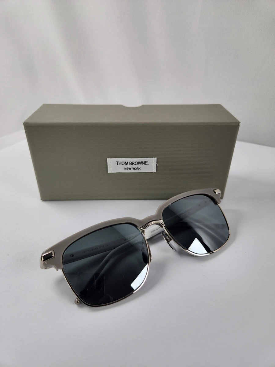Thom Browne Sunglasses New Gray White Silver Mirror TB-713-B-GRY