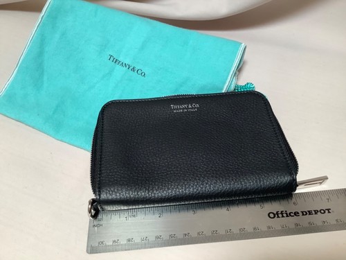 TIFFANY \u0026 CO ZIP WALLET BLACK CALFSKIN 