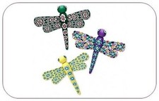 POLYMER CLAY DRAGONFLY MAGNETS Lot of 3 Bright Colors 54x52mm (2+ inch) Insect