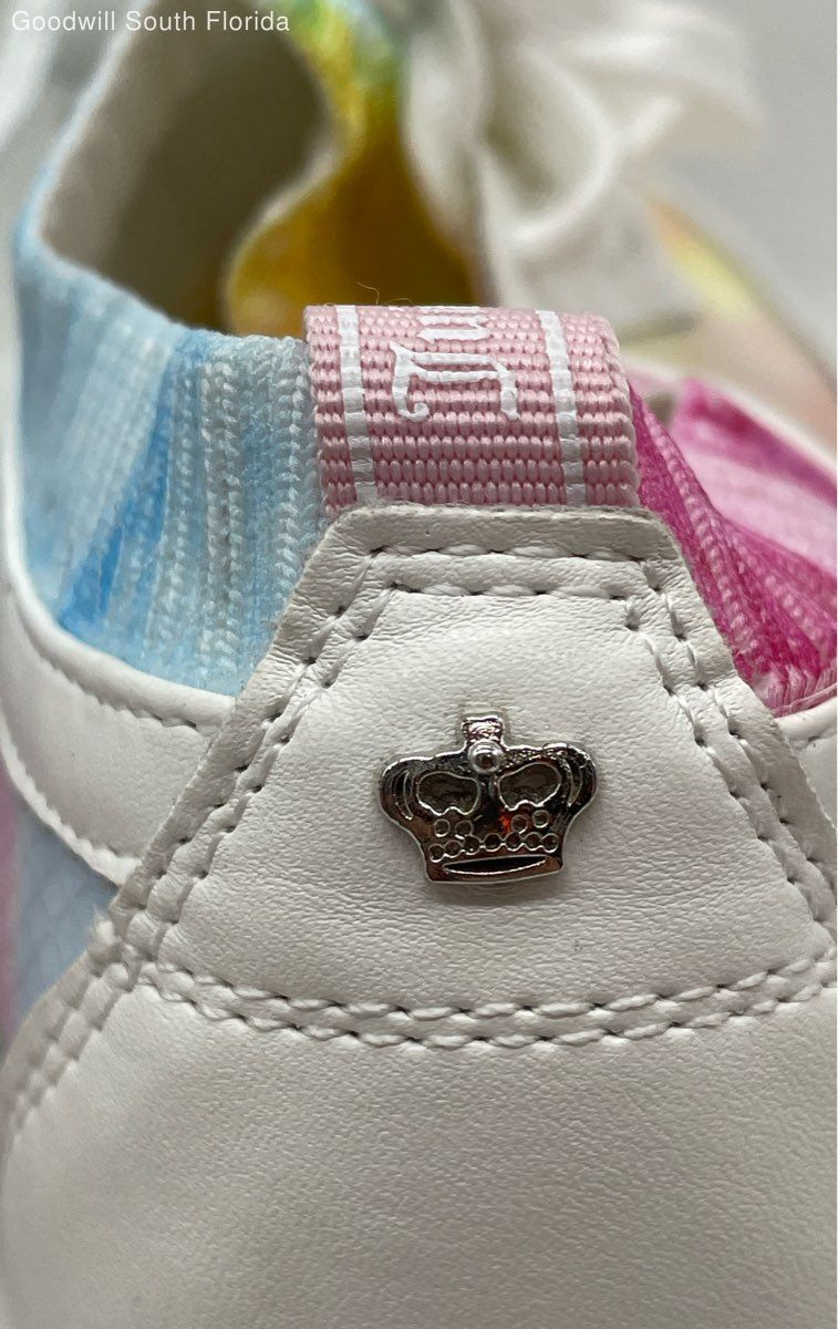 Juicy Couture Womens Deluxe White Rainbow Lace Up Low Top