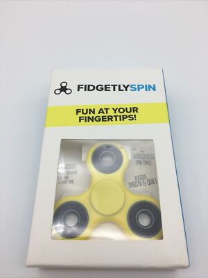 Fidgetly Spin Fidget Spinner - Yellow And Black - Rugged Smooth Quiet - NIB