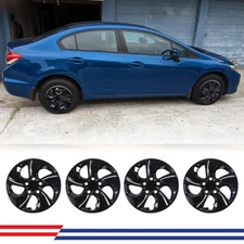 15'' Set of 4 Wheel Rim Cover Hubcaps For 2013-2015 Honda Civic Black Trim Rings