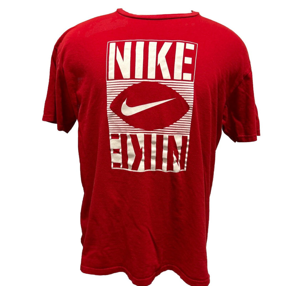 Nike Red Center Swoosh Reverse Graphic Regular Fit Short Sleeve Tshirt XL