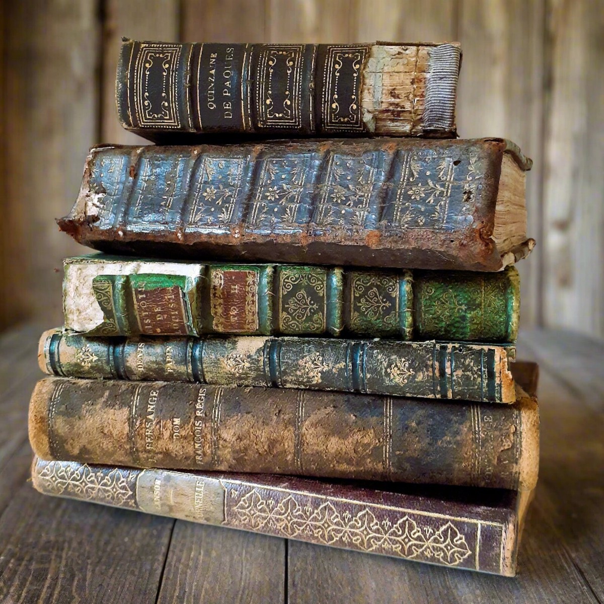 Antique French Book Stack – 6 Rare Books (1718–1924) | 300-Year