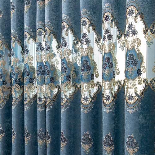 Cortinas europeas de chenilla ventana apagada soluble en agua hueco bordado Foto 4 de 4