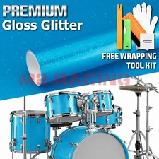 Drum Wrap Vinyl Kit Gloss Glitter Sparkle For Snare Kick Bass Tom WMP Shell Skin