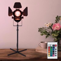 Scheinwerfer Nachttischleuchte Tischlampe Schwarz Led Dimmbar Fernbedienung Rgb