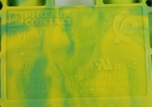 10 Phoenix Contact UT 6-PE 3044157 Terminal Block Green Yellow Ground 41Amp NEW - Picture 4 of 8