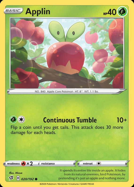 Applin - 020/192 - Common (Mp) Rebel Clash - Grass Pokémon