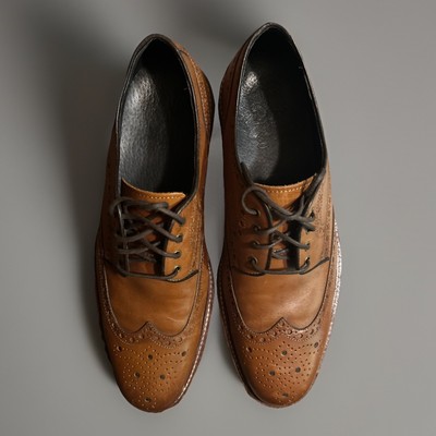 J&M 1850 Leather Lace Up Brogue cap toe Oxford Loafers Black brown Men Size 9.5 J&M 1850 Brown Leather Brogue Cap Toe Lace Up Oxford Dress  main image 4