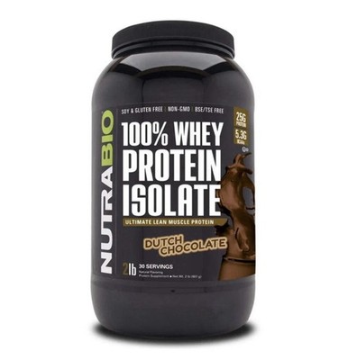 LIMITED LOW PRICE  NutraBio Whey Protein Isolate Dutch Chocolate 2lb 25g GF Keto