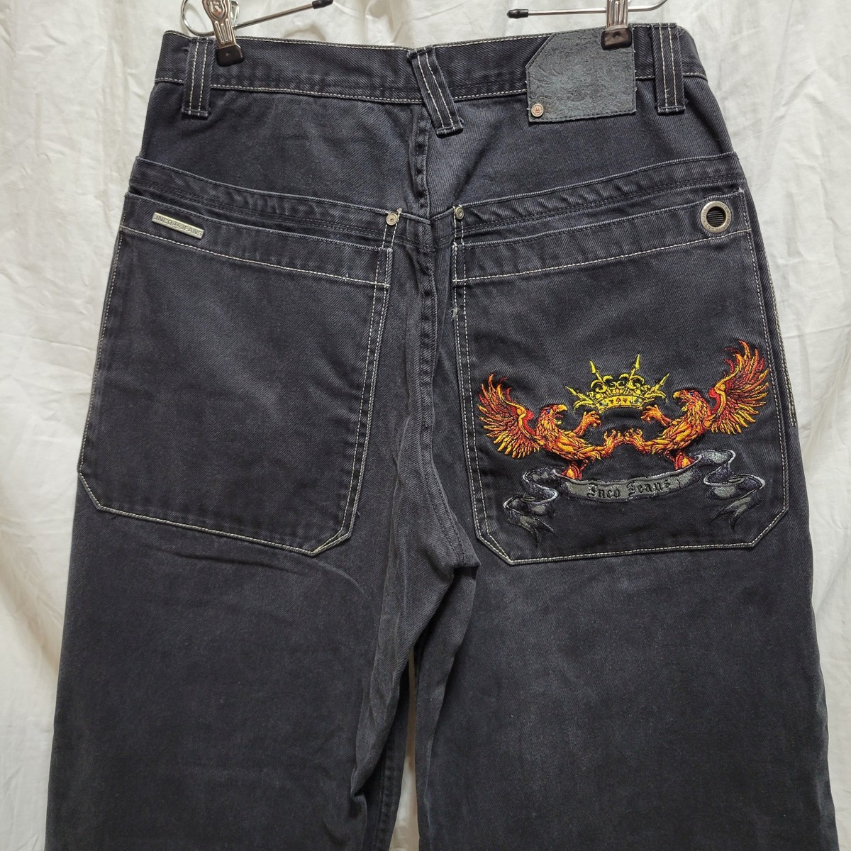 Vintage Baggy Black Jnco Crown Phoenix 85 Jeans 23” leg openin