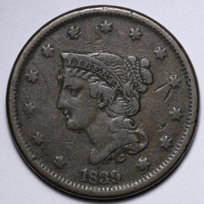 1839 Braided Hair Large Cent VF+ E125 XVKNM | eBay