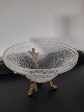 Vintage Collection - Crackle Glass Vase Brass Base Round Bowl £12.00