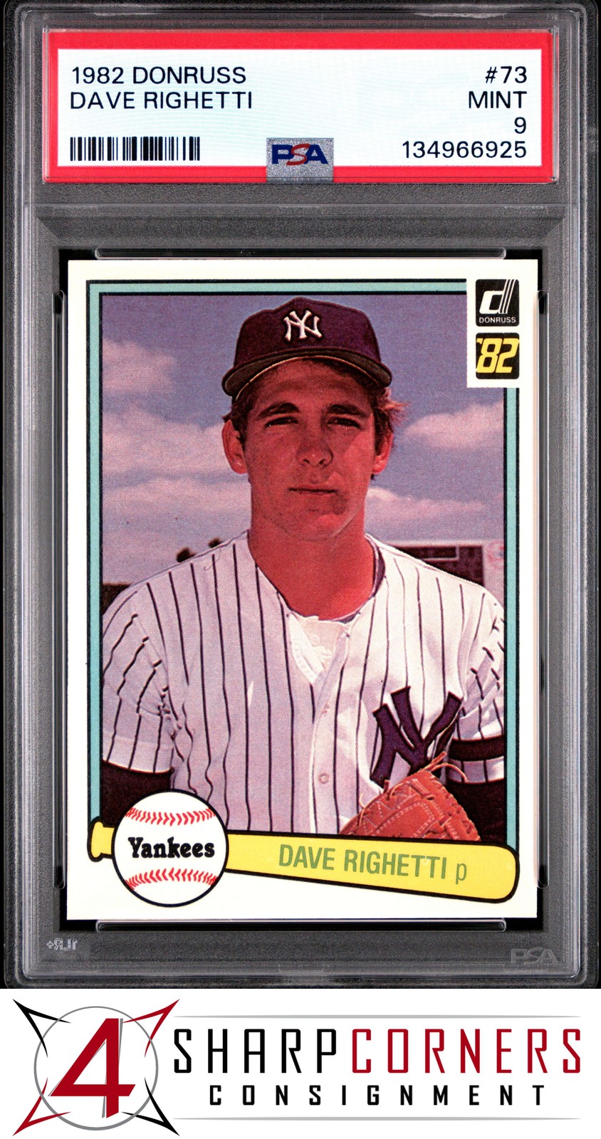 1982 DONRUSS #73 DAVE RIGHETTI RC YANKEES PSA 9