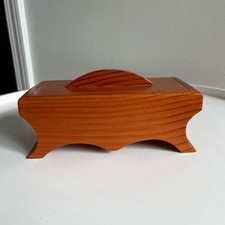 Vintage Wooden Trinket Box With Lid Signed Jewelry Small Keepsakes