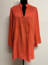 Lauren Ralph Lauren Womens Sz M Coral Beach Dress V Neck Balloon Sleeves