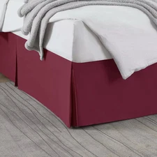 Burgundy Red Cal King Luxury Bed Skirt – Tailored Pleat, 15" Drop, Hotel Collect