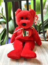 TY Beanie Babies OSITO The Mexican Bear with Mexican flag 2/5/1998 Birthday MWMT